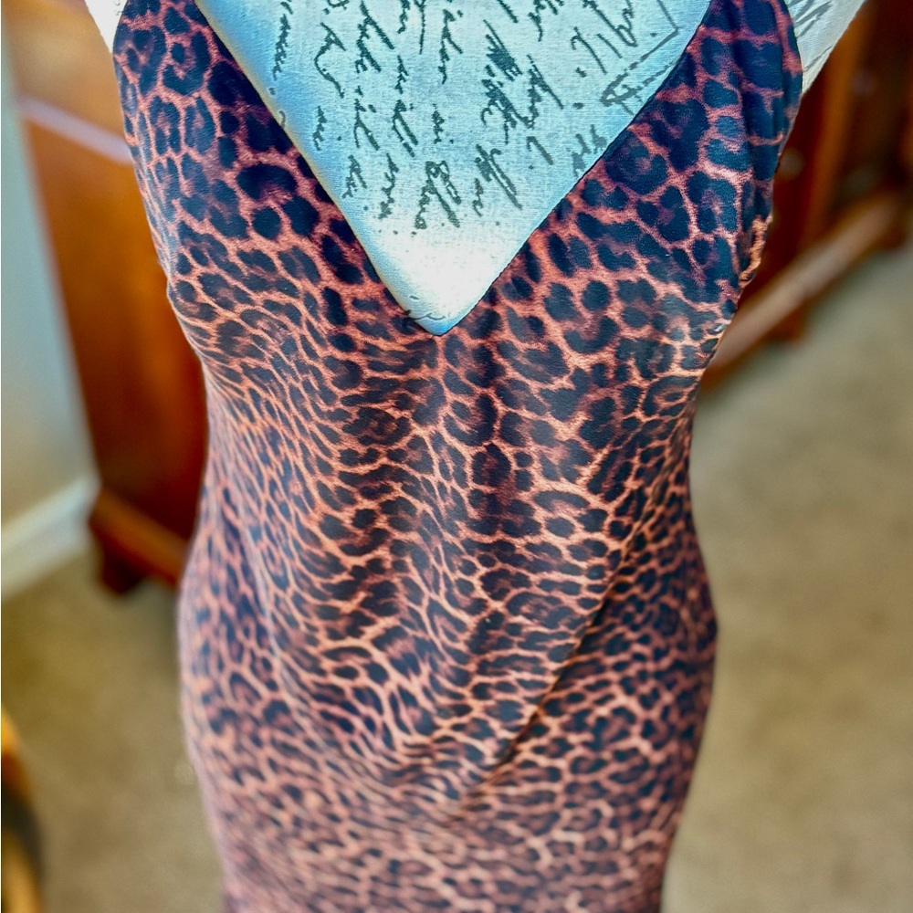 Leopard print slip dress, sheer with full lining for a brilliant flowing fit